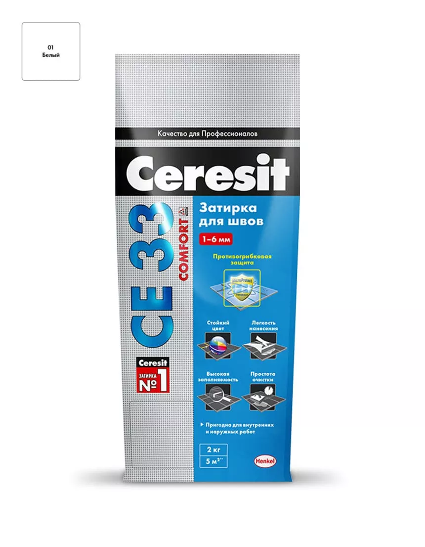 Затирка Ceresit CE33 Super №01 белая, 2 кг