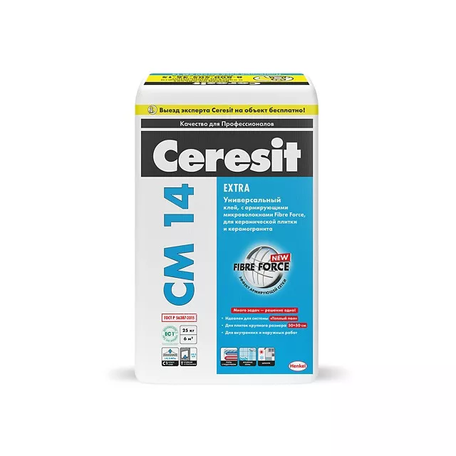 Клей для плитки Ceresit CM 14 Extra, 25 кг