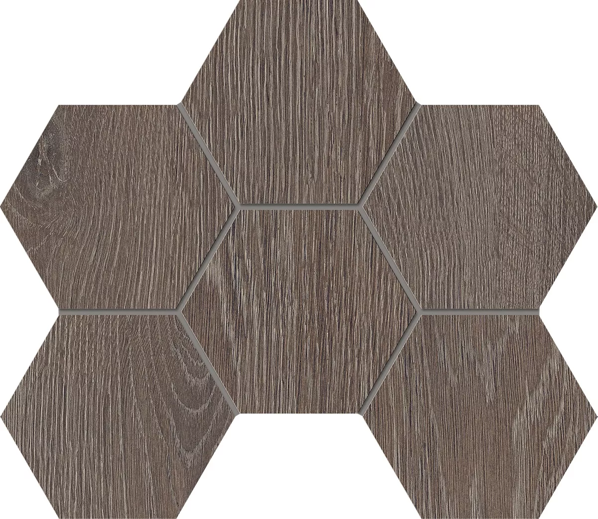 Мозаика Kraft Wood Wenge Hexagon 250x285 структурированная KW03