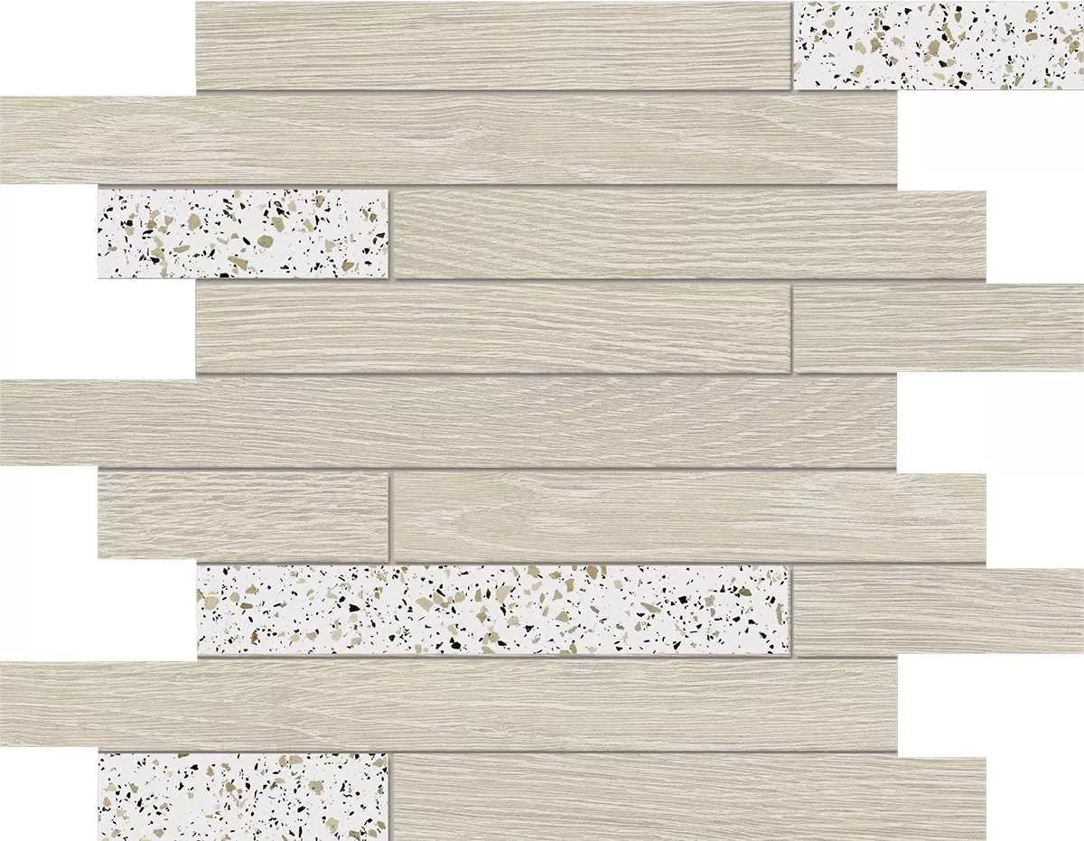 Мозаика Kraft Wood White Muretto 300x350 структурированная/неполированная KW00/CM00